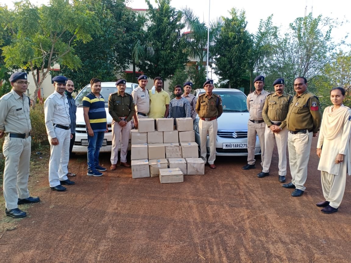 *महाराष्ट्र से लाई जा रही 38 पेटी शराब बोरी पुलिस ने की जप्त, दो चार पहिया वाहन एवं दो आरोपी पकड़े गए*