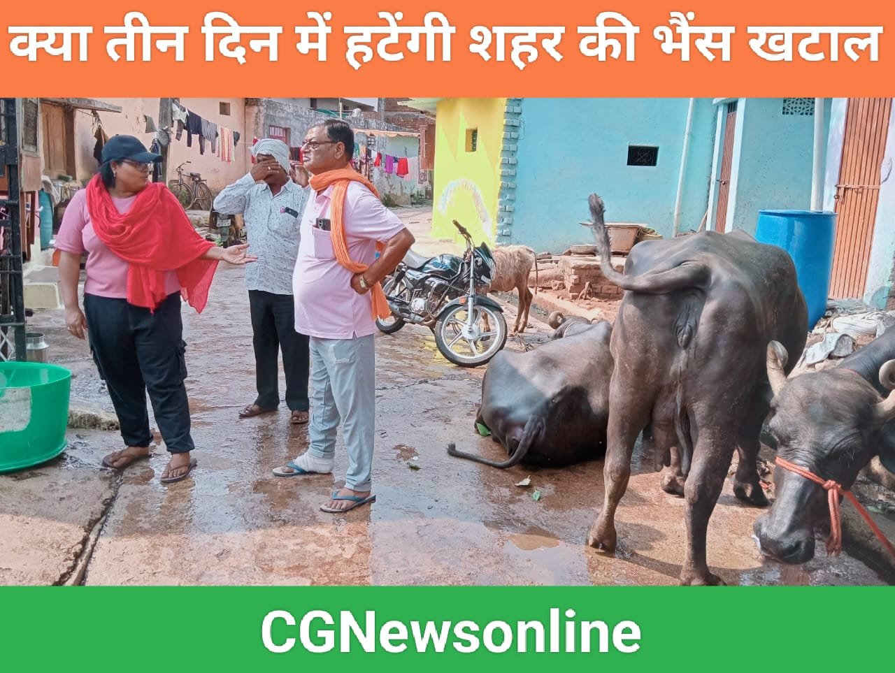 भिलाई के शास्त्री नगर से हटाई जाएंगी भैंस खटाल 🛑 निगम का संचालकों को तीन दिन का अल्टिमेटम, चालान भी कटा 🛑 कहा – “खुद हटा लो वरना अब होगी कड़ी कार्रवाई 🛑 मवेशी भी होंगे जब्त