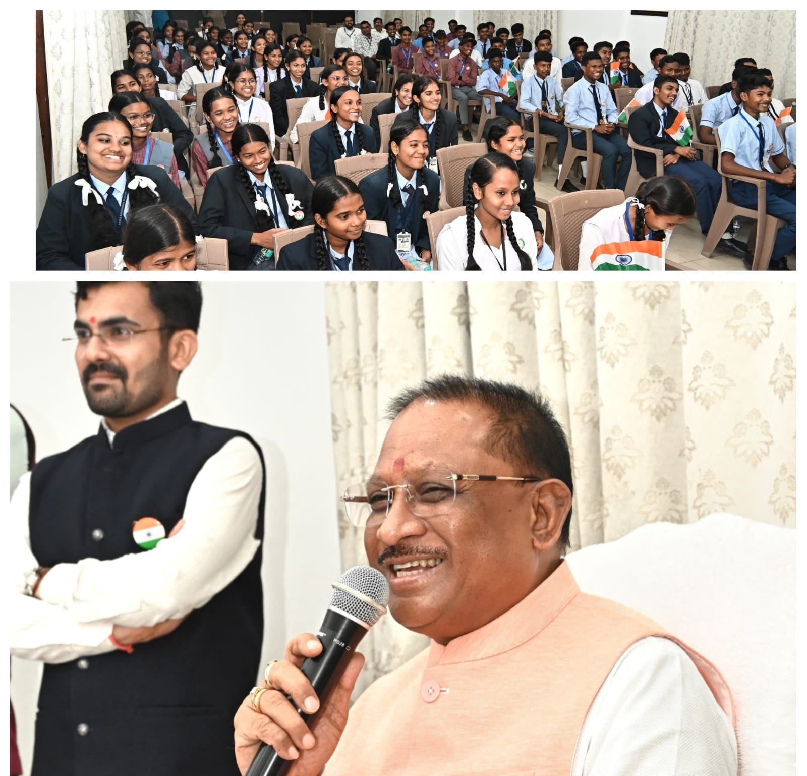 हवाई यात्रा कर रायपुर पहुंचे बीजापुर के मेधावी विद्यार्थियों में आसमान छूने का हौसला, आईएएस, आईपीएस, डॉक्टर, इंजीनियर और बिजनेसमैन बन देश सेवा का जज्बा हवाई यात्रा कर रायपुर पहुंचे बीजापुर के मेधावी विद्यार्थियों में आसमान छूने का हौसला, आईएएस, आईपीएस, डॉक्टर, इंजीनियर और बिजनेसमैन बन देश सेवा का जज्बा