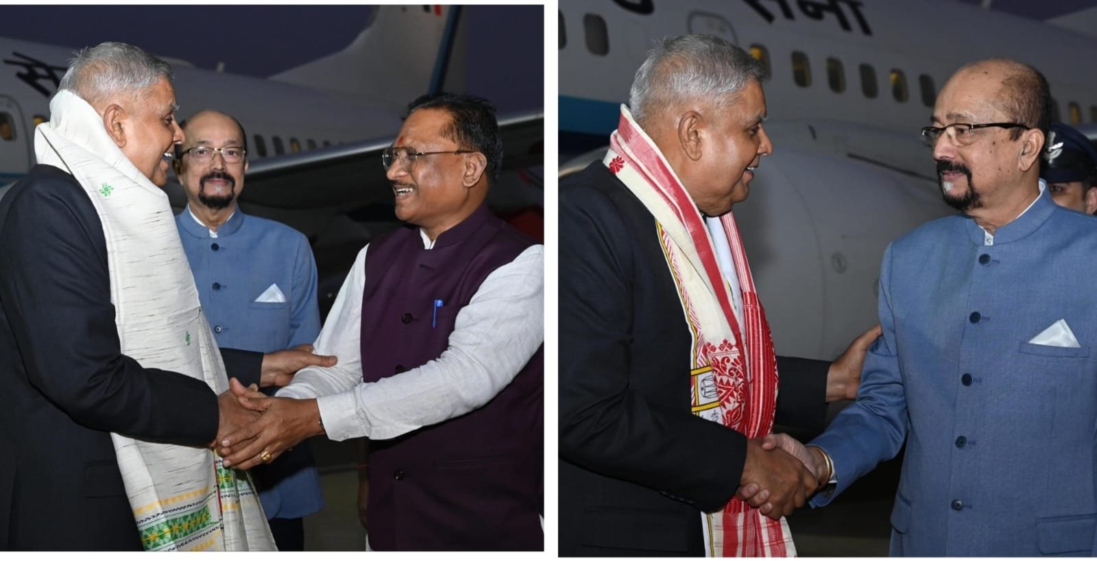 उपराष्ट्रपति जगदीप धनखड़ सपत्नीक पहुंचे राजधानी रायपुर, एयरपोर्ट पर राज्यपाल एवं मुख्यमंत्री ने किया आत्मीय स्वागत