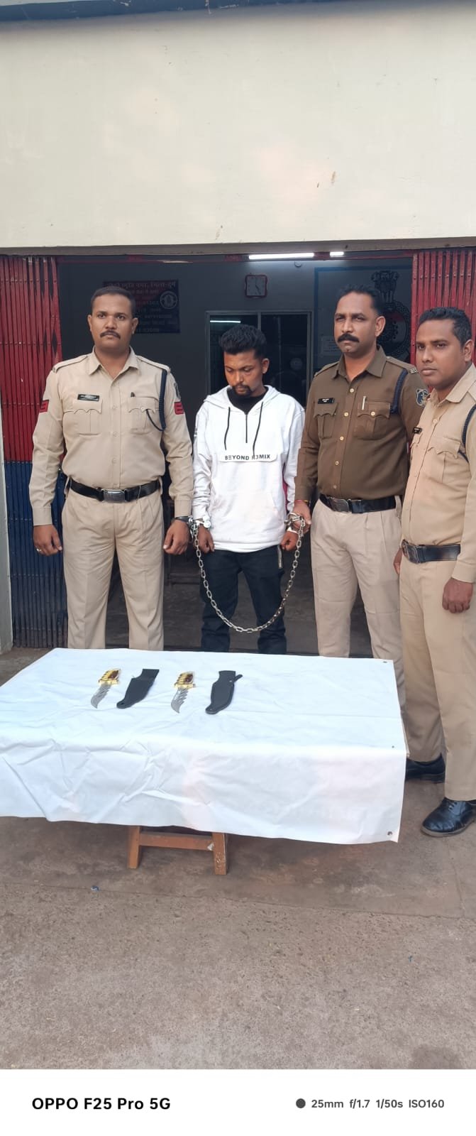 भिलाई के सूर्या मॉल में पुलिस ने हथियार से लोगों को डराने वाला दुर्ग का युवक दबोचा, दो खंजर जब्त