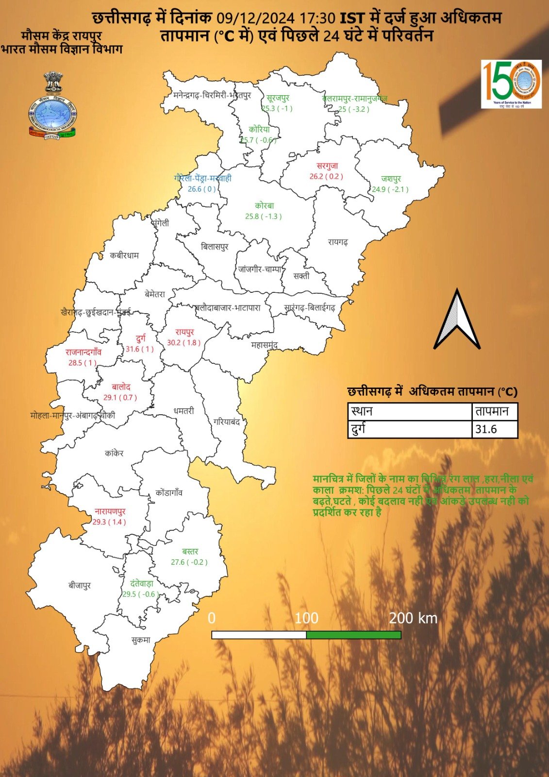 दुर्ग सहित प्रदेश के चार संभाग के न्यूनतम तापमान में 4 से 5 डिग्री सेल्सियस गिरावट के आसार, ठंड बढ़ने के संकेत