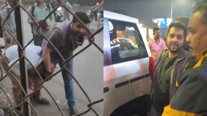 शराबी ने बीच सड़क पर ट्रैफिक पुलिसकर्मी को जमकर पीटा, राहगीरों ने बचाया