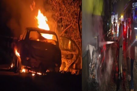 CG Accident : तेज रफ्तार कार की टक्कर, आग लगने से चार मौतें, दो घायल