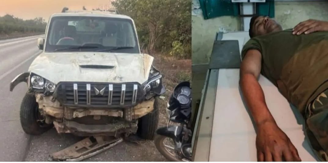 पर्यटन मंत्री की फॉलो पायलटिंग गाड़ी पलटी, 2 पुलिसकर्मी जख्मी