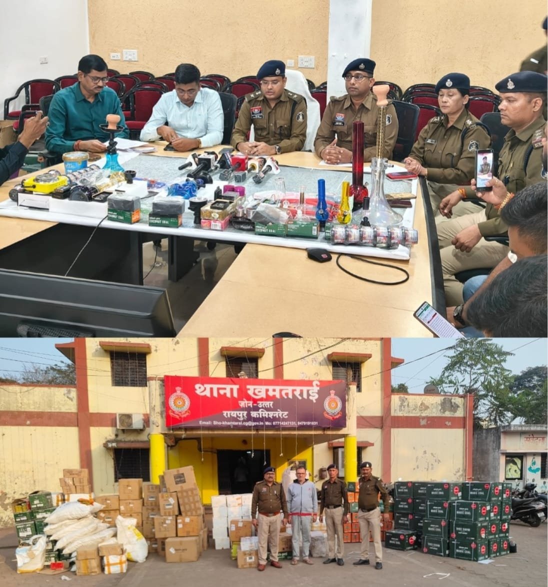 गोंदवारा बस्ती स्थित गोदाम में पुलिस की दबिश : 25 लाख का हुक्का एवं सामग्री जप्त गोंदवारा बस्ती स्थित गोदाम में पुलिस की दबिश : 25 लाख का हुक्का एवं सामग्री जप्त