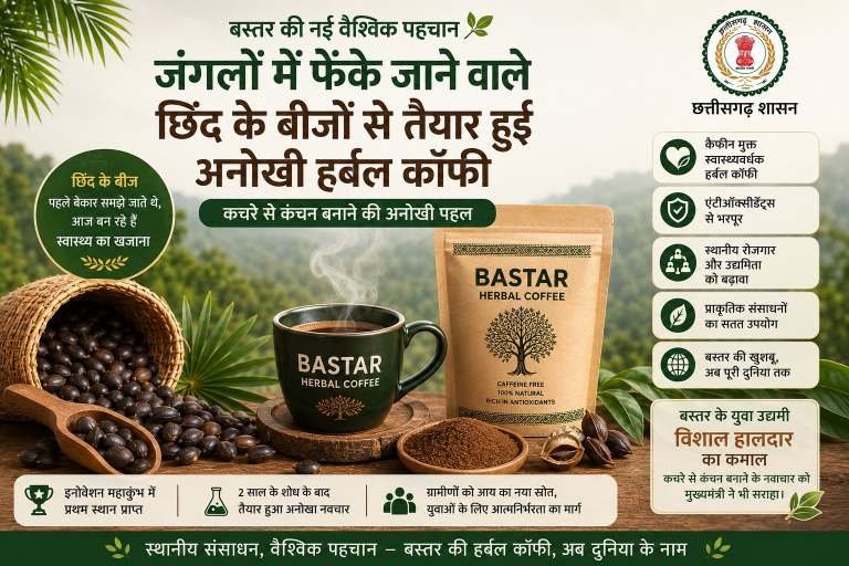 बस्तर की नई वैश्विक पहचान : जंगलों में फेंके जाने वाले छिंद के बीजों से तैयार हुई अनोखी हर्बल कॉफी