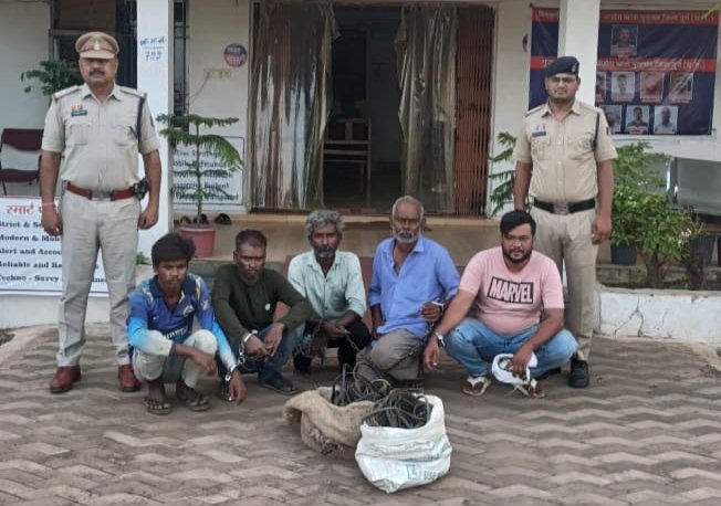 दुर्ग में खेतों और पंचायत ट्यूबवेल से कॉपर वायर चोरी करने वाले 5 आरोपी गिरफ्तार