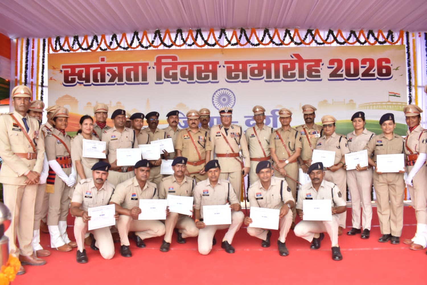 स्वतंत्रता दिवस 2026 पर दुर्ग पुलिस के 47 अधिकारी-कर्मचारी सम्मानित