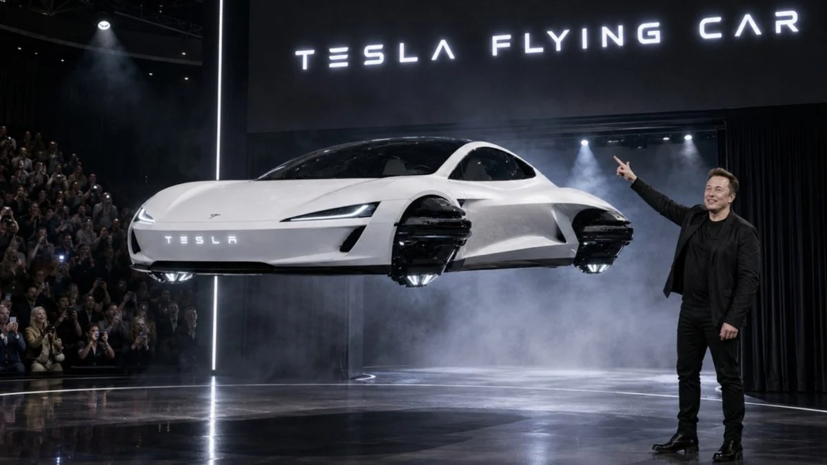 Tesla Flying Roadster : हवा में उड़ी मस्क की कार
